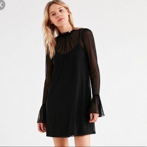 Kimchi Blue Ruffle Mock-Neck Mesh Dress